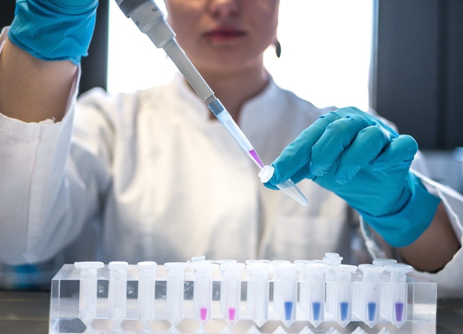 Laboratory technician preparing samples for pharmacogenetic testing