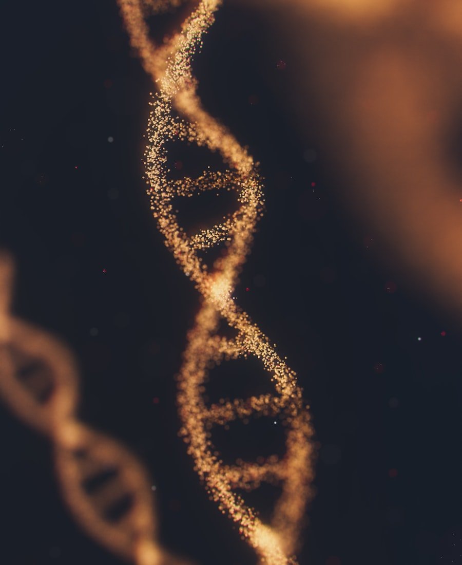 A glowing DNA double helix